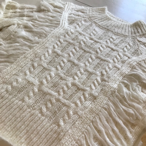 ALTER’D STATE IVORY FRINGE MOCK NECK SWEATER - Picture 1 of 12